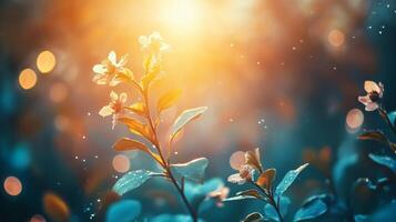 cerca arriba de un flor con el Dom brillante en él. el Dom es fundición un calentar resplandor en el flor, haciendo eso Mira vibrante y vivo. concepto de paz y tranquilidad foto