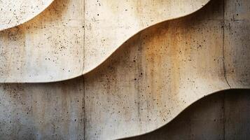 Wall with a wave pattern made of concrete. The wall is textured and has a rough surface photo