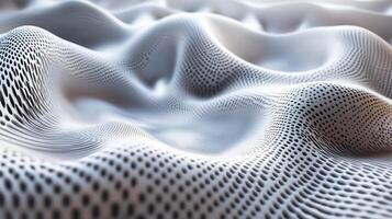 White, fuzzy, abstract image of a wave. The image is a computer-generated rendering of a wave, with a lot of dots and lines. The image has a dreamy, ethereal quality to it photo