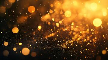 Blurry image of gold and black with many small circles. The circles are scattered throughout the image, creating a sense of movement and energy. Scene is one of excitement and celebration photo