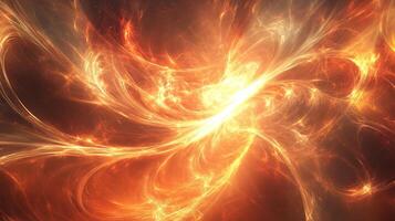 Bright orange and yellow space with a large, glowing star in the center. The image has a sense of movement and energy photo