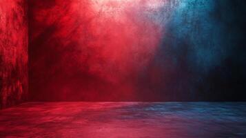 Red and blue wall with a blue and red stripe. The wall is empty and has a lot of texture photo