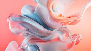 Colorful, abstract painting with a pink background. The painting is made up of different colors and shapes, creating a sense of movement and energy. The overall mood of the painting is vibrant photo