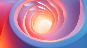 Spiral shaped object with a white center and red and blue edges. The spiral is made of a material that is not very thick photo