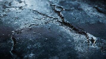 Blue and gray image of a cracked surface. The image has a moody and somewhat ominous feel to it photo