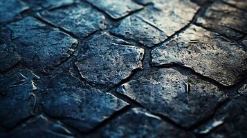 Close up of a blue stone floor with a cracked surface. The image has a moody and somber feel to it, as the cracks in the stone seem to be a reflection of the imperfections in life photo