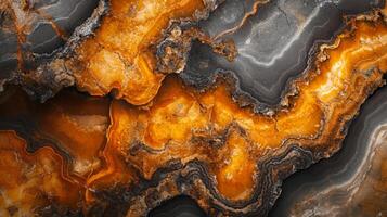 Close up of a rock with a lot of orange and brown colors. The rock has a lot of texture and looks like it has been carved. The colors and texture give the rock a sense of depth and dimension photo