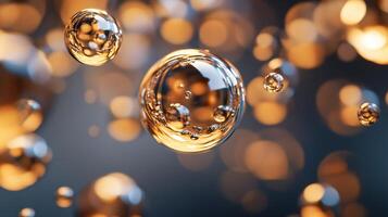 Close up of a bunch of bubbles with a blurry background. The bubbles are all different sizes and colors, creating a sense of movement and energy. Scene is playful and whimsical photo
