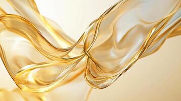 Gold colored fabric with a wave pattern. The fabric is flowing and he is made of silk photo
