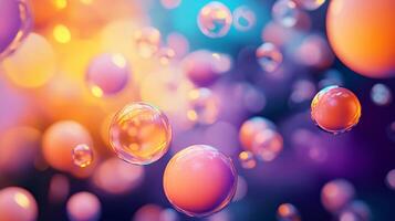 Colorful image of many small spheres of different colors. The spheres are floating in the air and appear to be made of glass. The image has a dreamy, ethereal quality to it photo