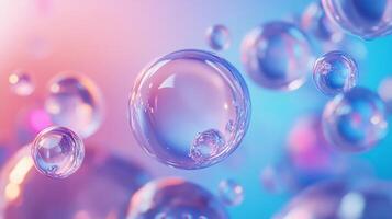 Series of colorful bubbles floating in the air. The bubbles are all different sizes and colors, creating a sense of movement and energy. Scene is playful and whimsical, as if the bubbles are dancing photo