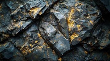Close up of a rock with a gold tint. The rock is large and has a rough texture photo