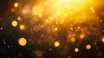Blurry image of gold and black with many small circles. The circles are scattered throughout the image, creating a sense of movement and energy. The gold and black colors give the image a warm photo