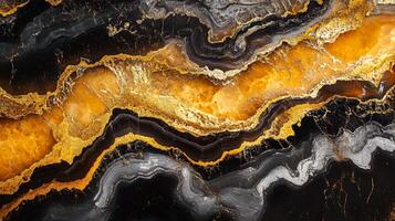 Gold and black painting of a wave. The gold and black colors create a sense of depth and texture, while the wave itself gives the painting a dynamic and energetic feel photo