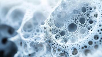 Close up of a blue and white blob with many small circles. The image has a dreamy, surreal quality to it photo