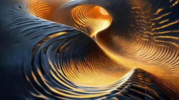 Spiral of blue and orange waves. The blue and orange colors are contrasting and create a sense of movement and energy. The image is abstract and open to interpretation photo