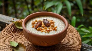 Coconut milk porridge with dates photo
