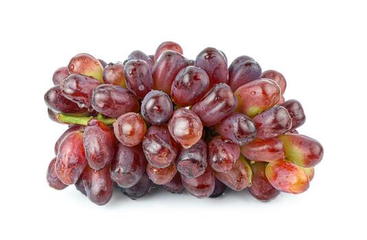 Red grape with leaves isolated on white background. With clipping path. Full depth of field. photo