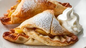 Apple turnovers with whipped cream photo