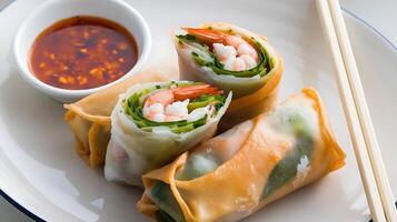 A plate with shrimp and vegetables on it photo