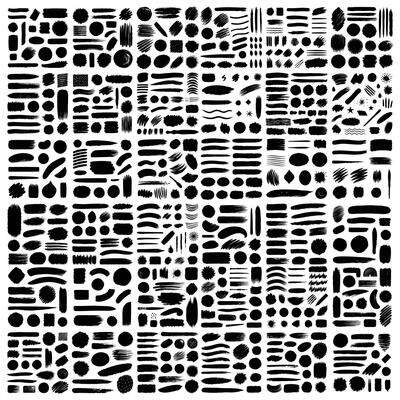 Collection of Brush Strokes and Ink Splatter Textures in Black and White