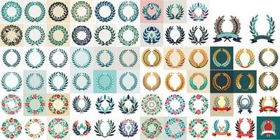 Collection of Laurel Wreaths and Floral Frame Designs in Format vector