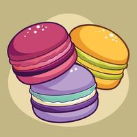 Multicolored macaroons on a isolated white background. vector