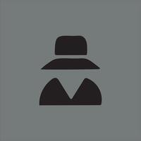 A black hat icon on a gray background vector