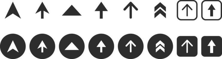 Modern arrow up down web element set . Collection of flat cursor arrows icon in round square style vector