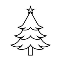 Christmas tree line style icon with a star. Hand drawn xmas tree decorative element illustration vector