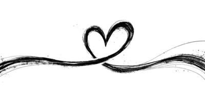 Beautiful One Continuous Line of Grunge Icon Heart. Cute doodle love sign isolated on white background. Scribble heart shapes drawn with markers and chalk vector