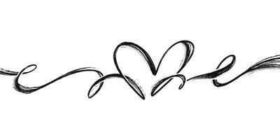 Creative One Continuous Line of Grunge Icon Heart. Cute doodle love sign isolated on white background. Scribble heart shapes drawn with markers and chalk vector
