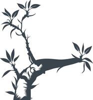 Tree branch with leaves silhouette illustration for any design vector