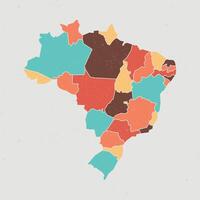 Brazil contour Colored map with region isolated on background hight detailed illustration vector