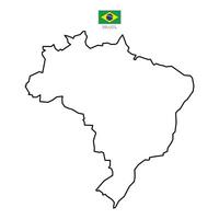 Brazil contour map with flag in color. Background map High detailed. vector