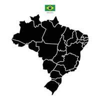 Brazil contour map with region isolated on background hight detailed illustration vector