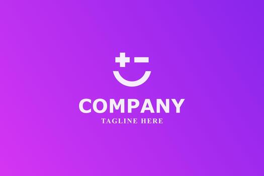 smiling robot and positive negative modern tech logo vector