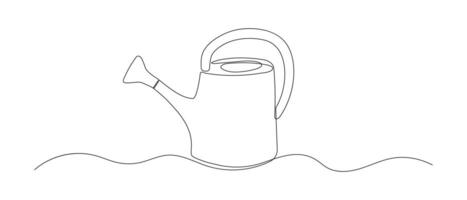 Watering can one continuous line illustration. vector