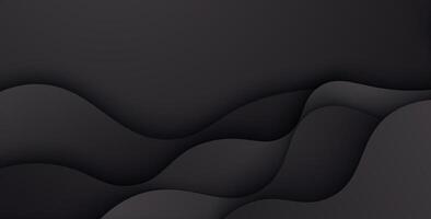 abstract black color papercut overlapping layers wavy background. eps10 vector