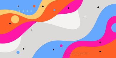 abstract orange, pink, blue soft color with simple wave shape pattern geometric decoration background. eps10 vector