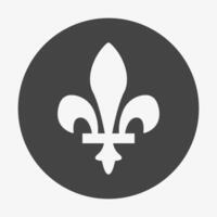 Heraldic lily emblem in black circle. King sign vector