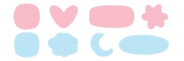 Baby blobs message set. Deform buble for text. Assymetrric childish shapes vector