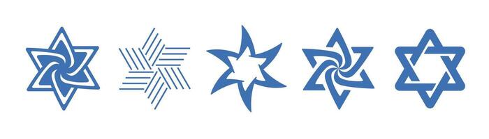 Star of David set. Jewish religion symbol. illustration on white background vector