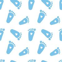 Baby boy foot print seamless pattern vector