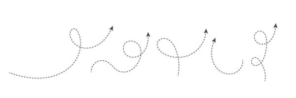 Squiggle line arrows. Set of dash arrows, moving up. Infographic elements vector