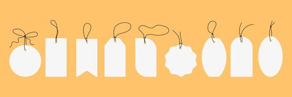 Paper price tags collection. Set of Gift Tags for store. Sale or discount badge. Various shapes of paper blank. illustration vector