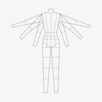 Fashion template for women body technical drawings.Technical flats with main lines. Lady figure front view for fashion sketching vector