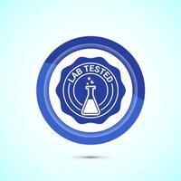 Lab tested icon. Laboratory testing product quality certificate symbol, Clinically certified, Blue Color Button Design vector