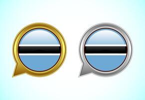 Botswana flag speech bubble. Speaking flag icon in gold and silver color vector