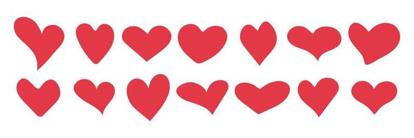 Set of red hearts. Abstract shapes decorative element. isolated on white background vector